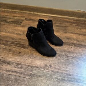 Style & Co Black Suede Ankle Booties with Laces